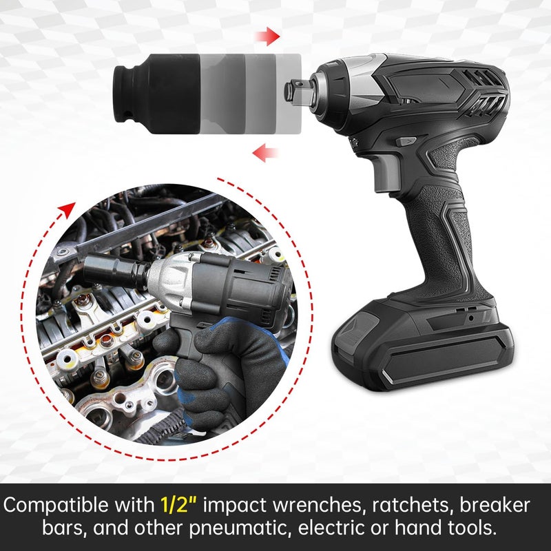 SUNKOO 1/2 Inch Drive 38mm Deep Impact Socket, CR-MO 6 Point Heavy Duty Metric Axle Nut Socket for Easy Removal of Axle and Wheel Hub Nuts - Image 4
